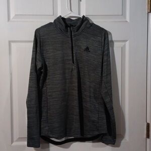 adidas gray heather long sleeve quarter zip pullover, size Medium